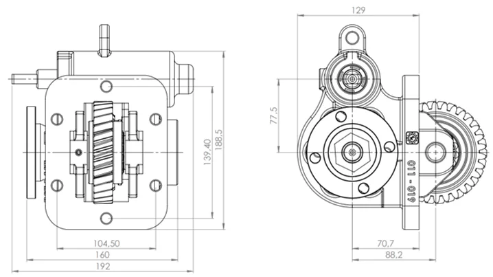 CTM 011 BD PTO teknik çizimi — kesit, ölçü ve montaj şeması