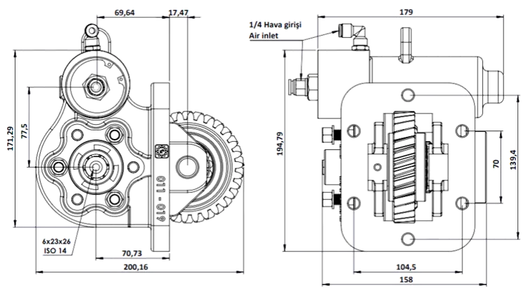 019 BC2 KV teknik çizimi — kesit, ölçü ve montaj şeması