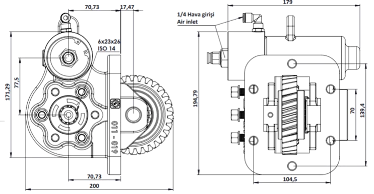 019 BE KV teknik çizimi — kesit, ölçü ve montaj şeması