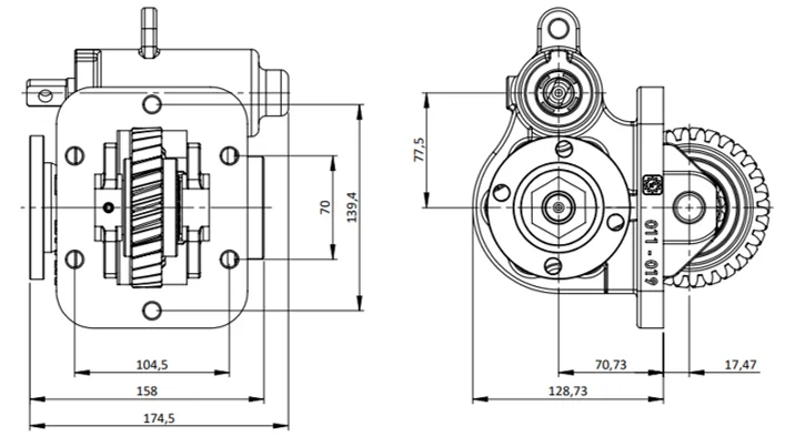019 BD teknik çizimi — kesit, ölçü ve montaj şeması