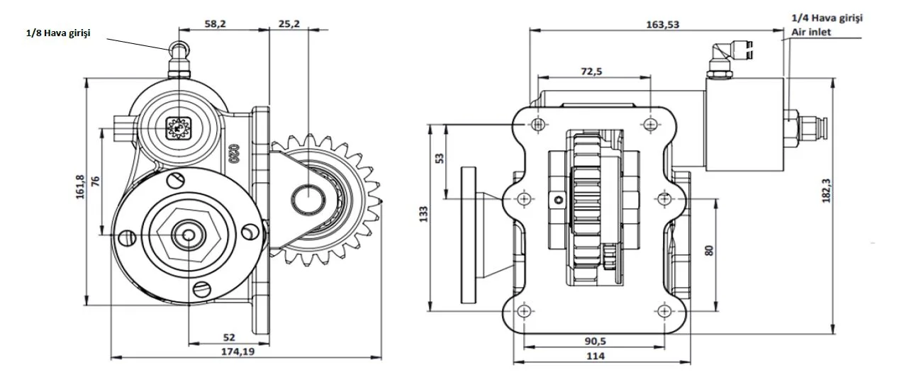 021 BD KV teknik çizimi — kesit, ölçü ve montaj şeması