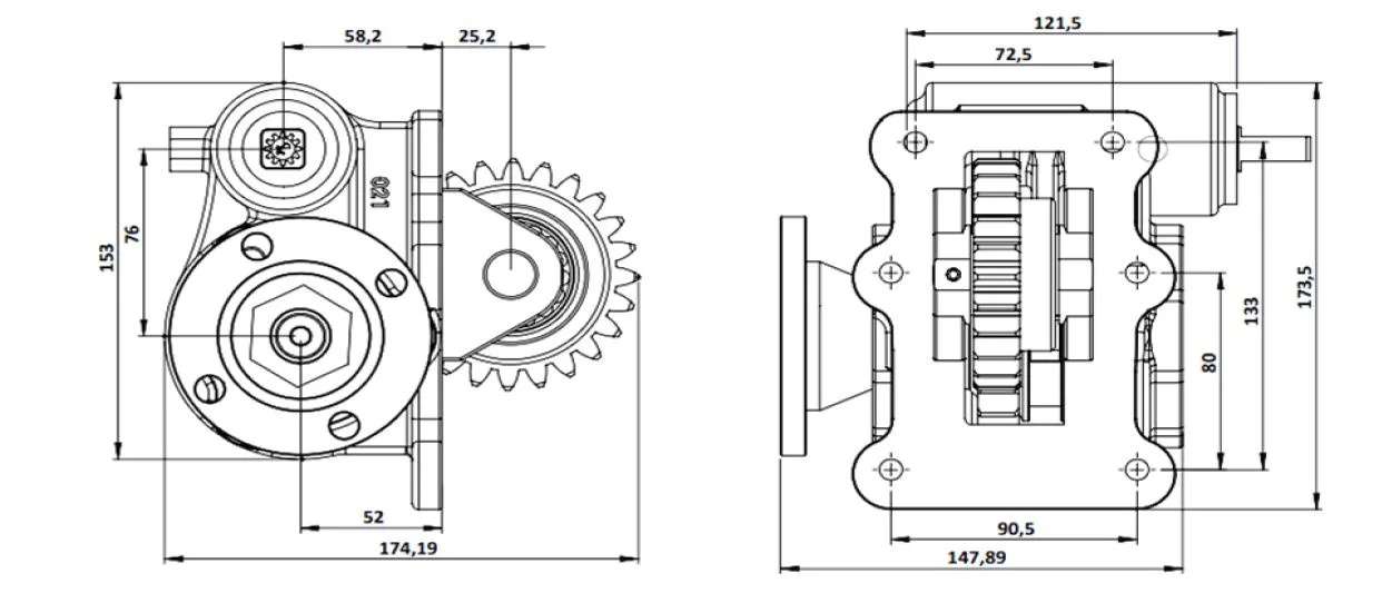 021 BD teknik çizimi — kesit, ölçü ve montaj şeması
