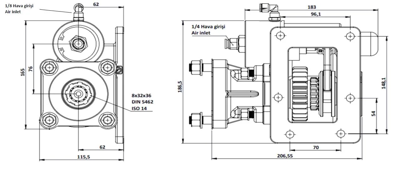023 BC1 KV teknik çizimi — kesit, ölçü ve montaj şeması