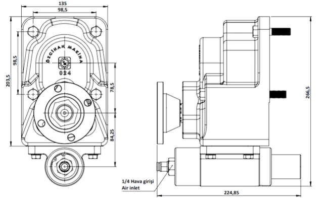 024 AD1 teknik çizimi — kesit, ölçü ve montaj şeması