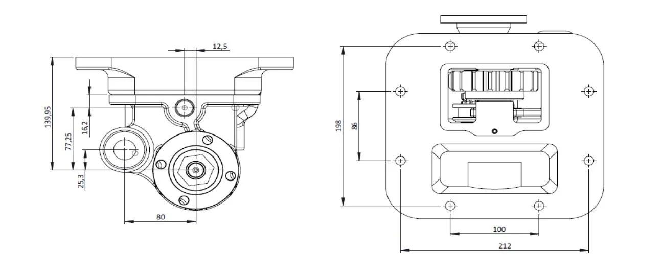 CTM 102 AD PTO teknik çizimi — kesit, ölçü ve montaj şeması
