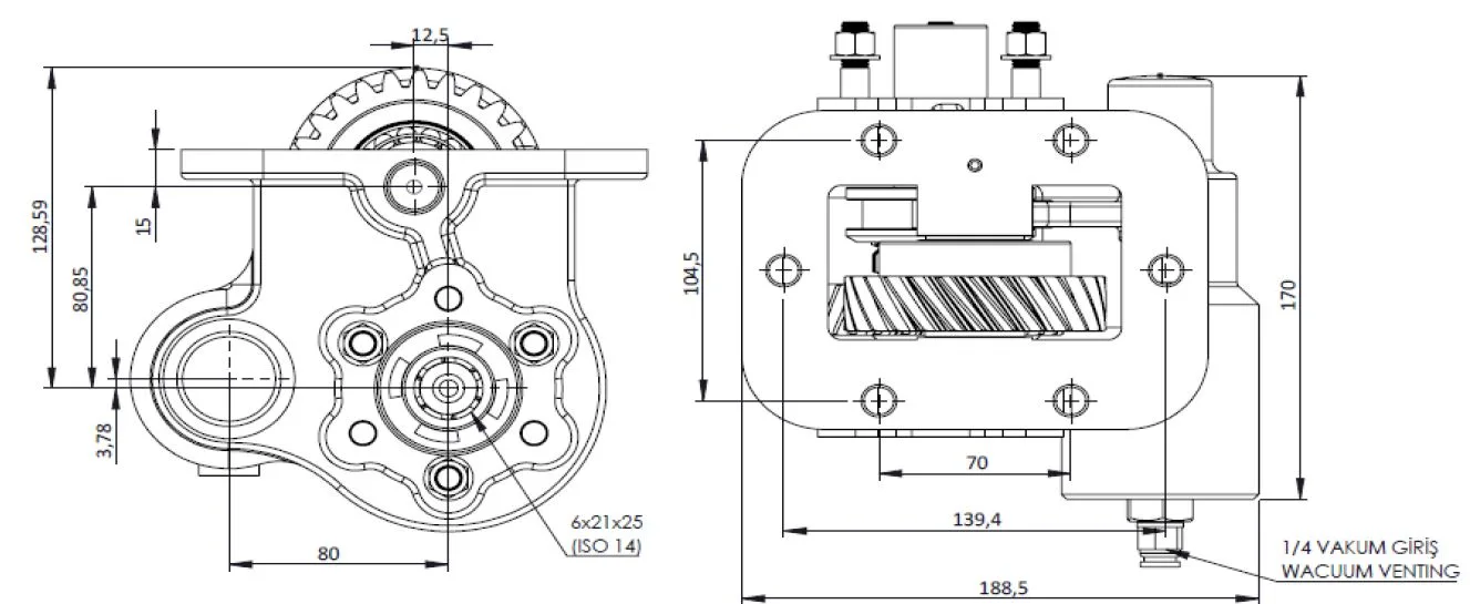162 BC2 KV teknik çizimi — kesit, ölçü ve montaj şeması