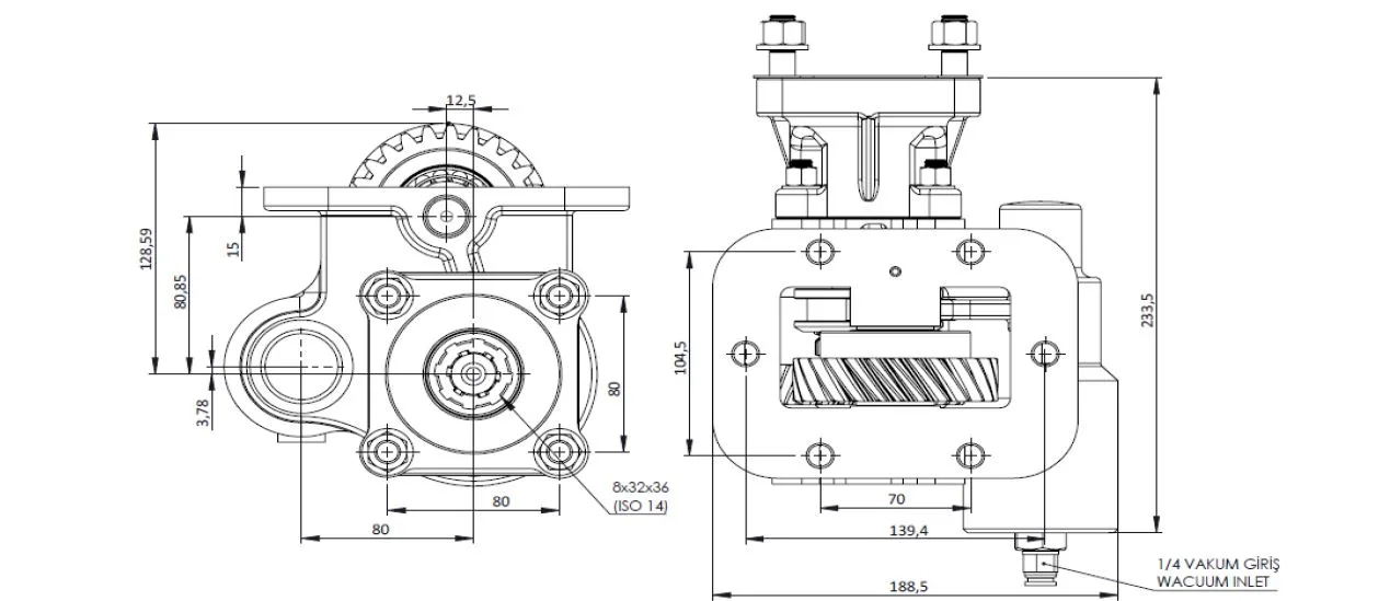 162 BC1 KV teknik çizimi — kesit, ölçü ve montaj şeması