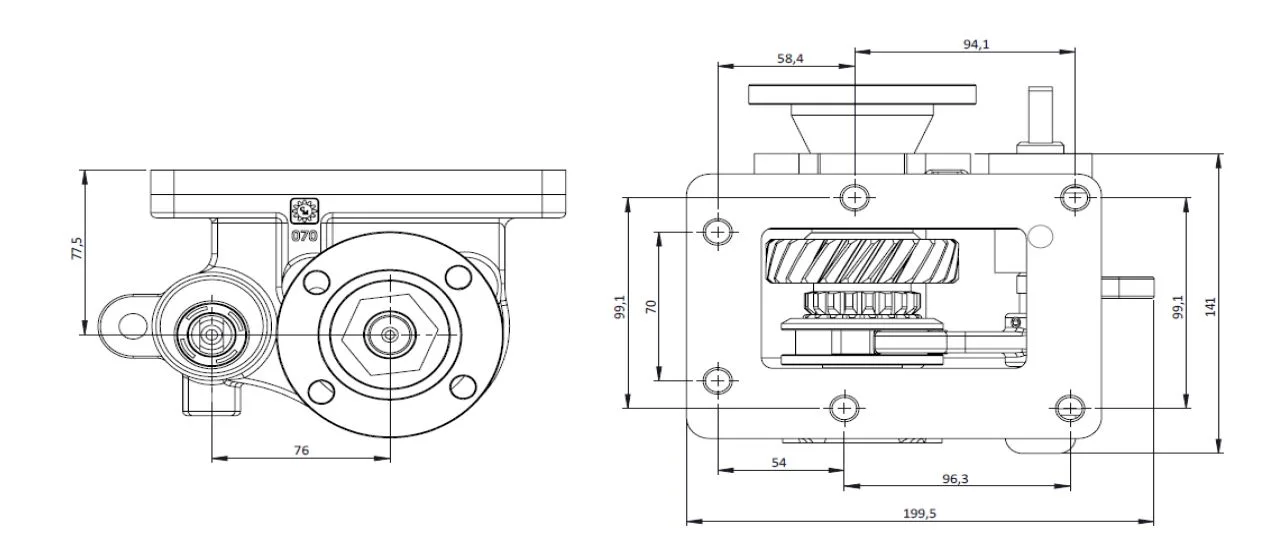 CTM 180 BD PTO teknik çizimi — kesit, ölçü ve montaj şeması