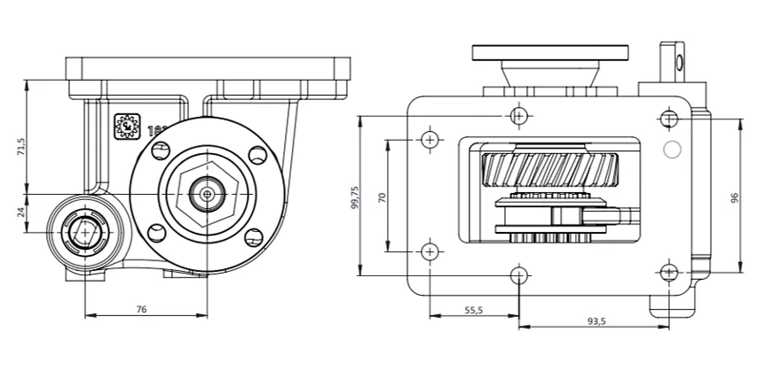 CTM 181 BD PTO teknik çizimi — kesit, ölçü ve montaj şeması