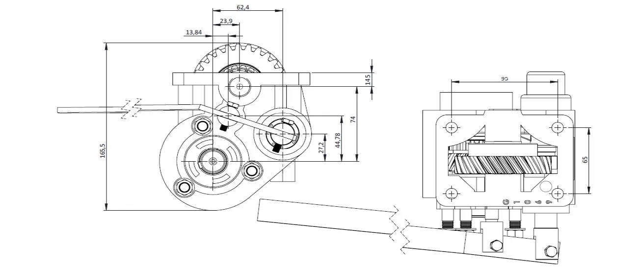 CTM 192 B PTO teknik çizimi — kesit, ölçü ve montaj şeması
