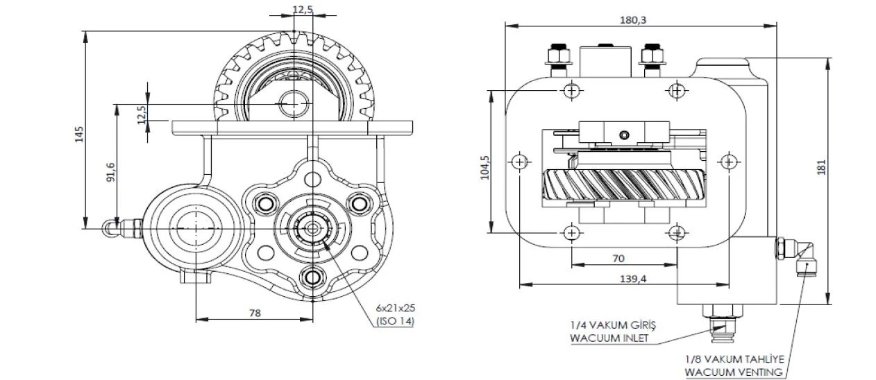 229 BC2 KV teknik çizimi — kesit, ölçü ve montaj şeması