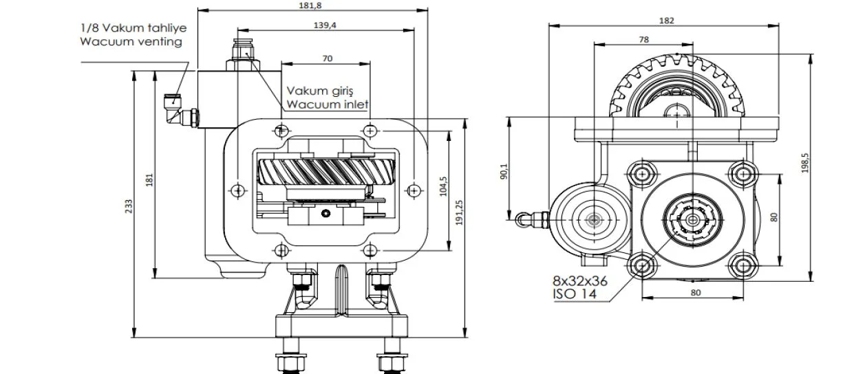229 BC1 KV teknik çizimi — kesit, ölçü ve montaj şeması