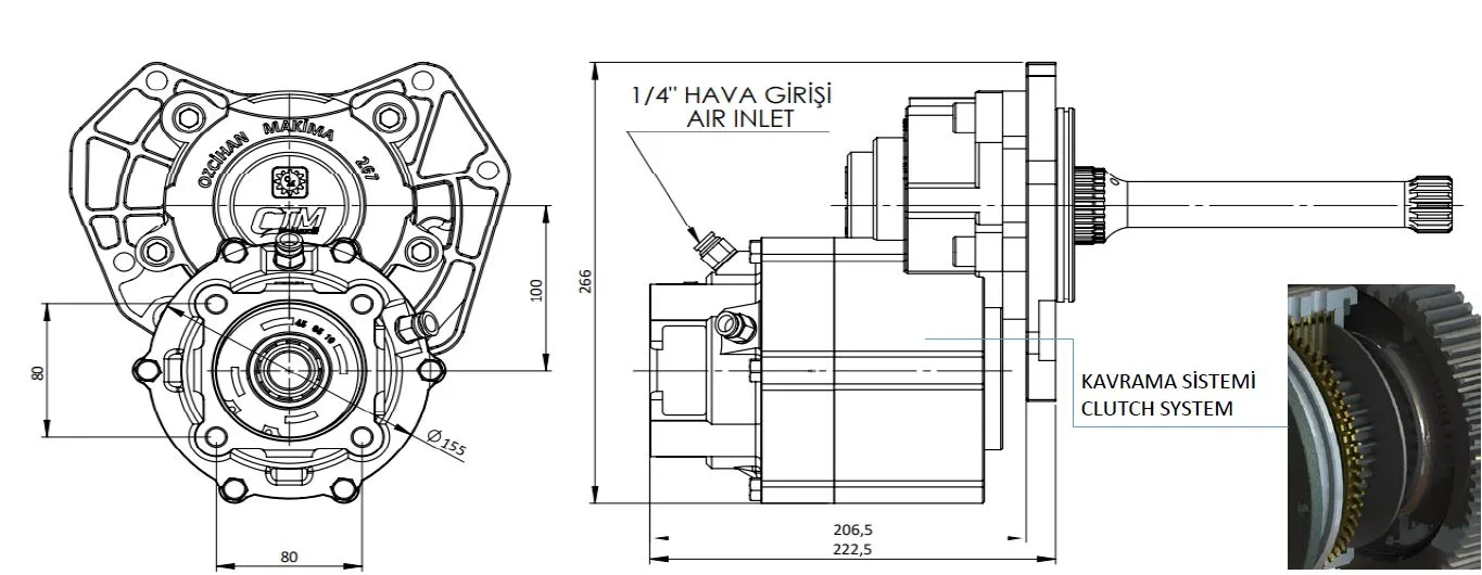 267 A1 teknik çizimi — kesit, ölçü ve montaj şeması