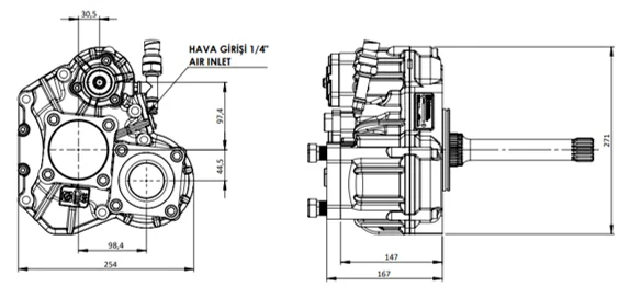 330 A1 teknik çizimi — kesit, ölçü ve montaj şeması