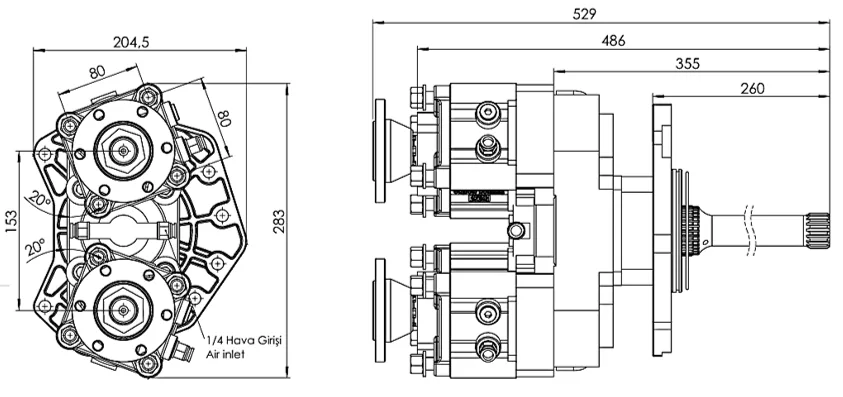 CTM 119 AD1 AD1 3X teknik çizimi — kesit, ölçü ve montaj şeması