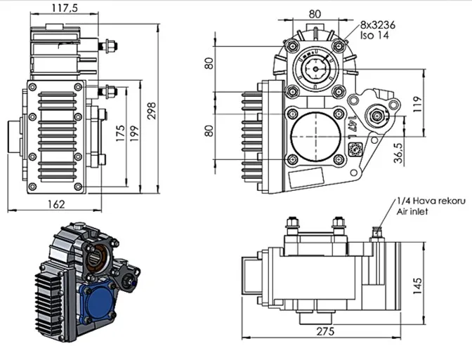 CTM 147 A1 L teknik çizimi — kesit, ölçü ve montaj şeması