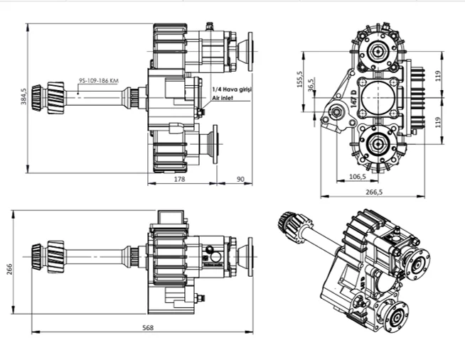 CTM 147 D XL D1 D1 teknik çizimi — kesit, ölçü ve montaj şeması