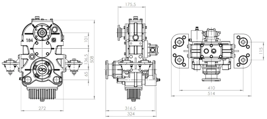 CTM 184 teknik çizimi — kesit, ölçü ve montaj şeması