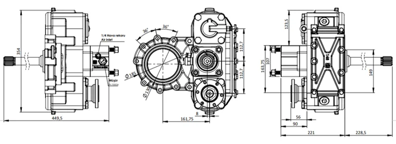 CTM 196 teknik çizimi — kesit, ölçü ve montaj şeması