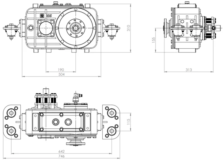 CTM 205 teknik çizimi — kesit, ölçü ve montaj şeması