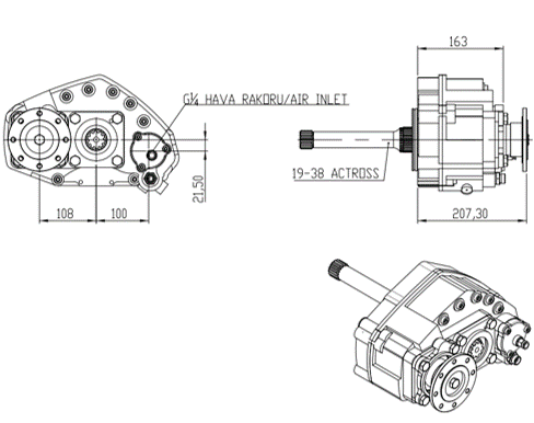 CTM 236 teknik çizimi — kesit, ölçü ve montaj şeması