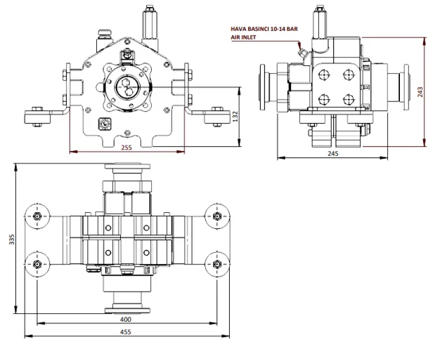 CTM 244 PNMK teknik çizimi — kesit, ölçü ve montaj şeması