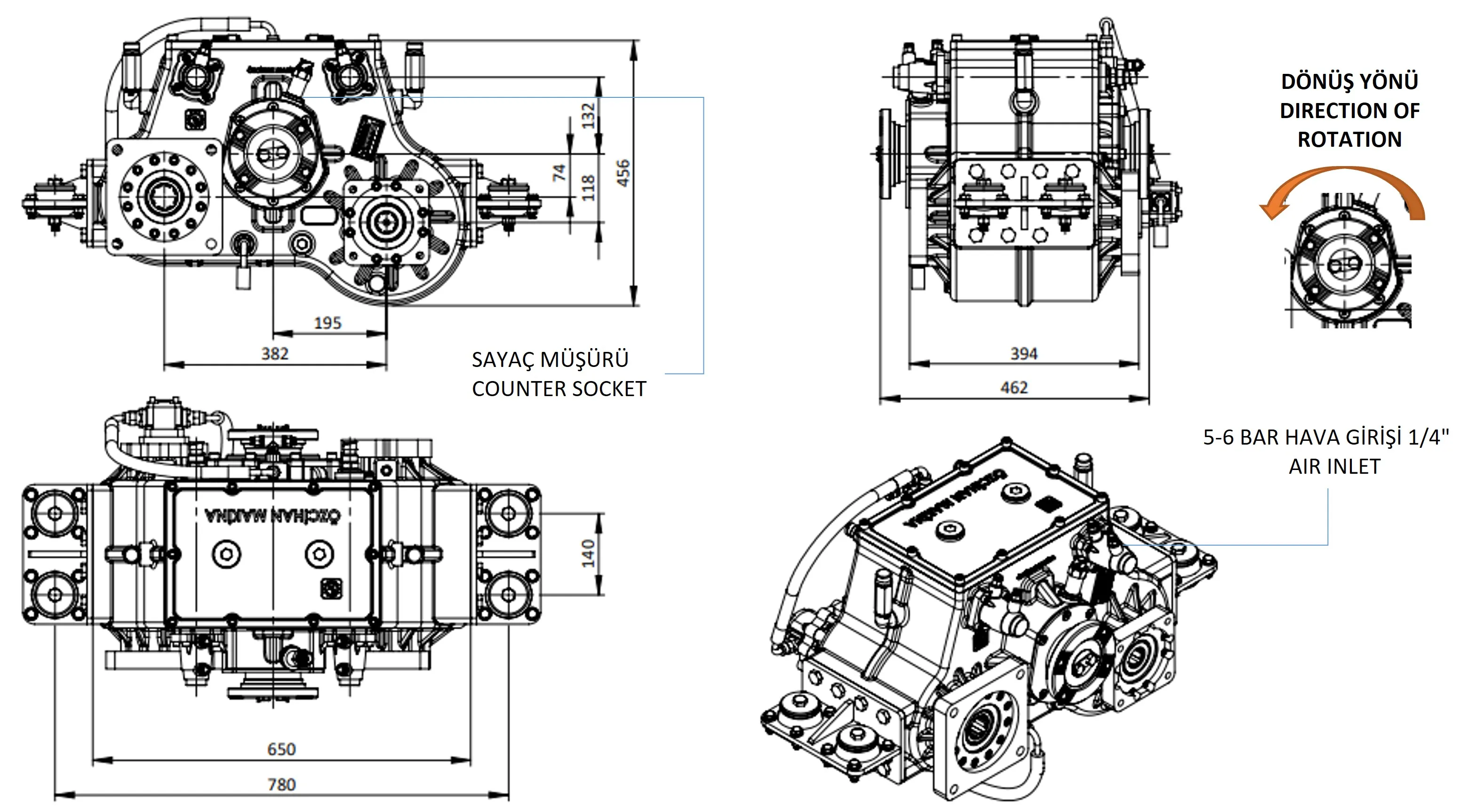CTM 287 teknik çizimi — kesit, ölçü ve montaj şeması