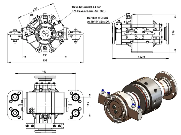 CTM 262 PNMK teknik çizimi — kesit, ölçü ve montaj şeması