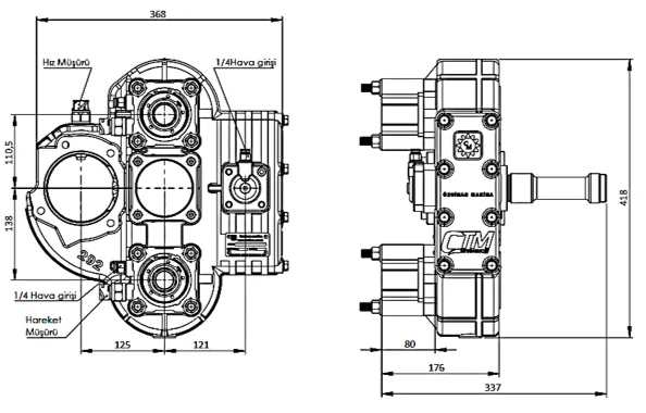 CTM 292 AC1 AC1 teknik çizimi — kesit, ölçü ve montaj şeması