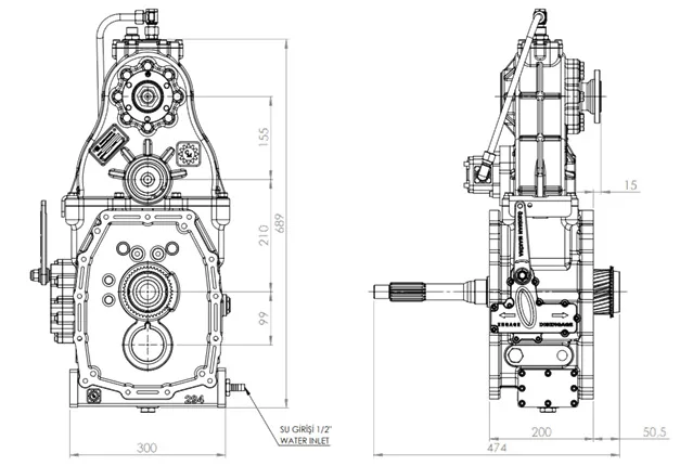 CTM 294 teknik çizimi — kesit, ölçü ve montaj şeması