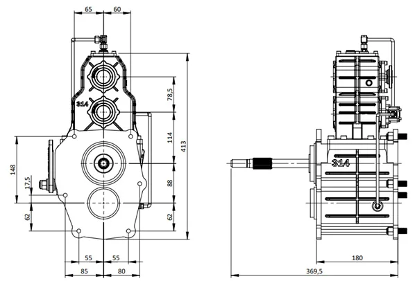 CTM 314 teknik çizimi — kesit, ölçü ve montaj şeması