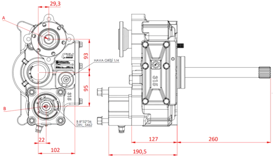 CTM 315 teknik çizimi — kesit, ölçü ve montaj şeması