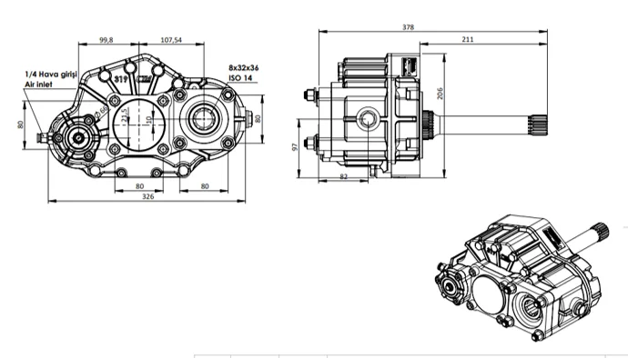 CTM 319 teknik çizimi — kesit, ölçü ve montaj şeması