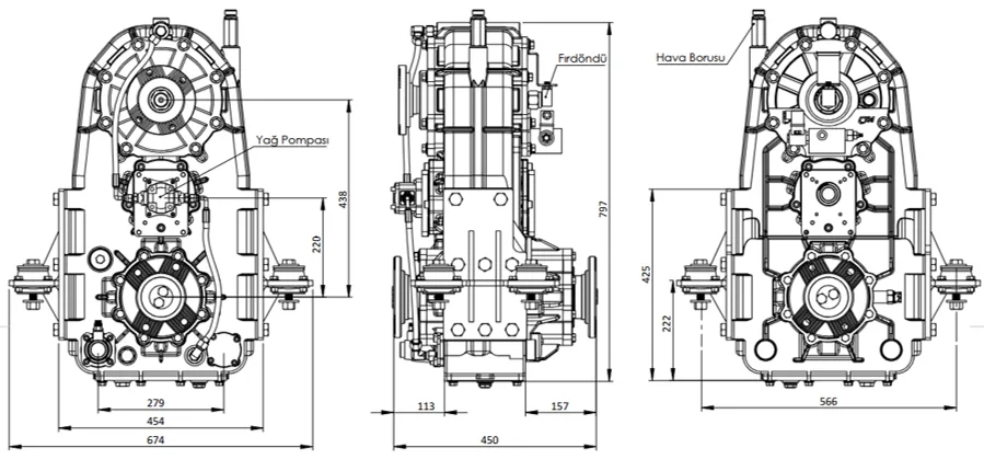 CTM 329 teknik çizimi — kesit, ölçü ve montaj şeması