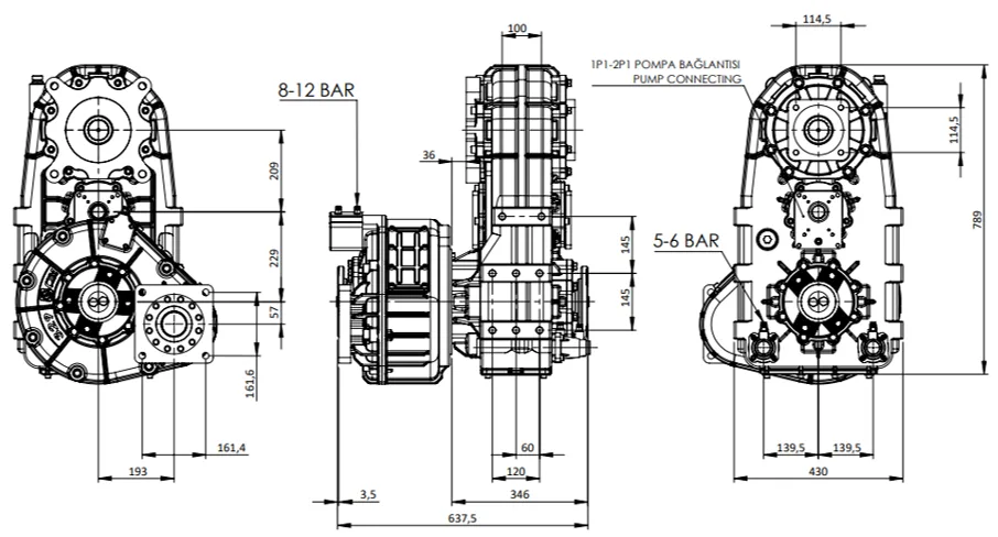 CTM 329 H teknik çizimi — kesit, ölçü ve montaj şeması