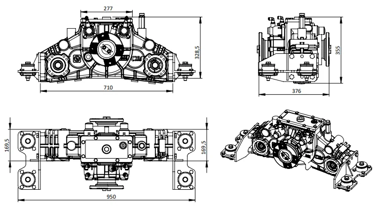 CTM 355 teknik çizimi — kesit, ölçü ve montaj şeması