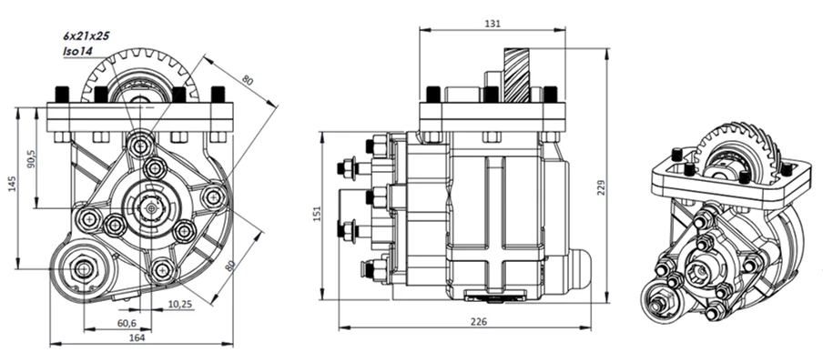 CTM 368 AC2 teknik çizimi — kesit, ölçü ve montaj şeması