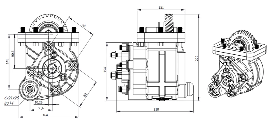 CTM 368 AE teknik çizimi — kesit, ölçü ve montaj şeması