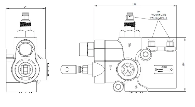 CTM V 06 teknik çizimi — kesit, ölçü ve montaj şeması