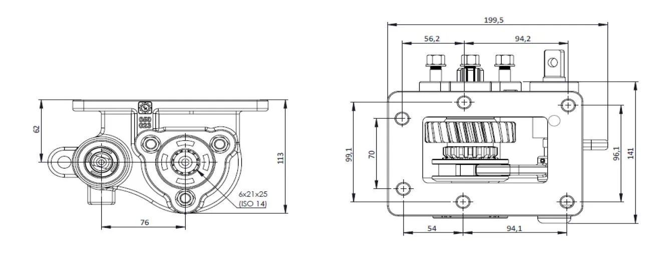 CTM 252 PTO teknik çizimi — kesit, ölçü ve montaj şeması